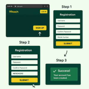 "99exch homepage with sign-up button highlighted for new users"